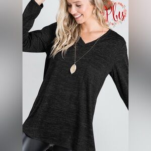 Plus Size Long Sleeve V Neck Top